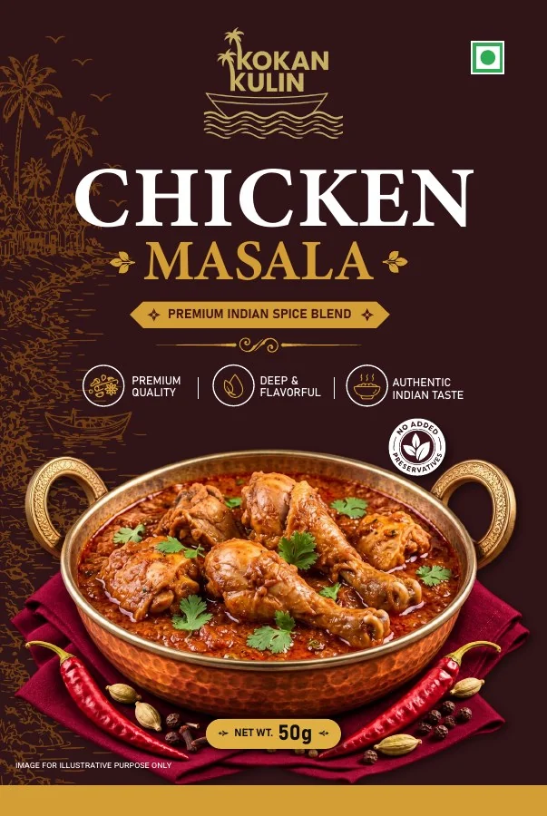Kokan Kulin Chicken Masala packaging artwork